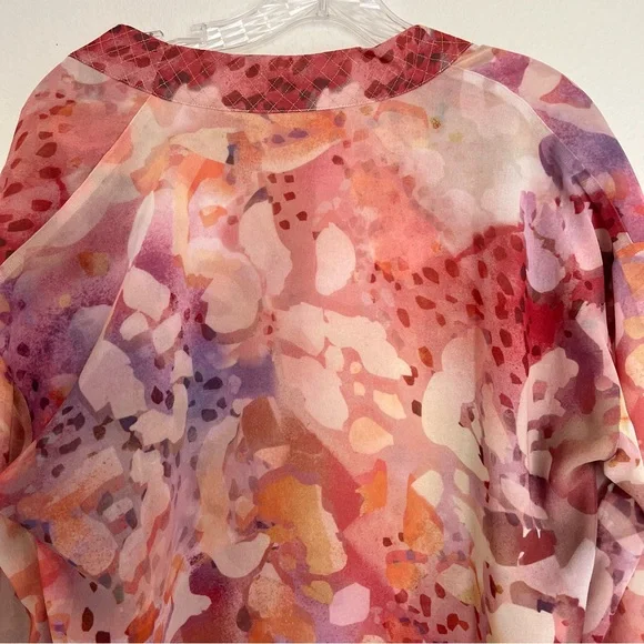 NWT Soft Surroundings Cool Cat Watercolor Kimono Size Small - Picture 9 of 12